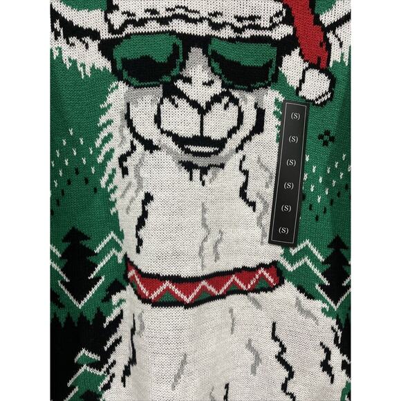 Ugly Christmas Sweater Mens Small Kitschy Lama Fair Isle Holiday Pullover Knit - Picture 5 of 6